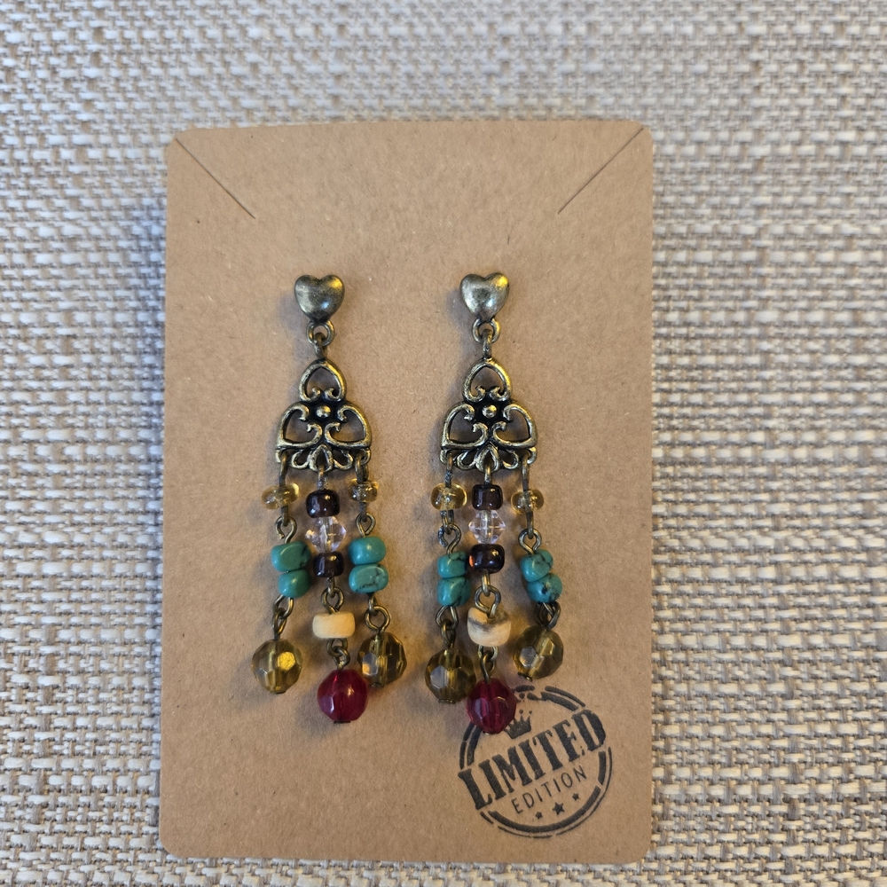 Heart Charm Beaded Earrings